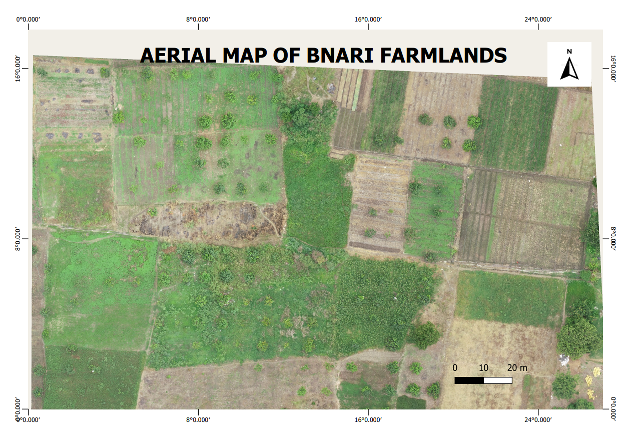 aerial map of BNARI farmlands